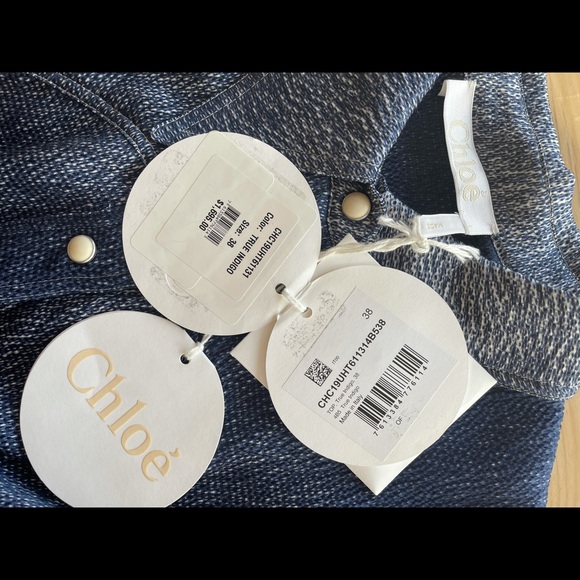 Chloé True Indigo Dégradé Denim-Print Silk Blouse - Picture 3 of 5